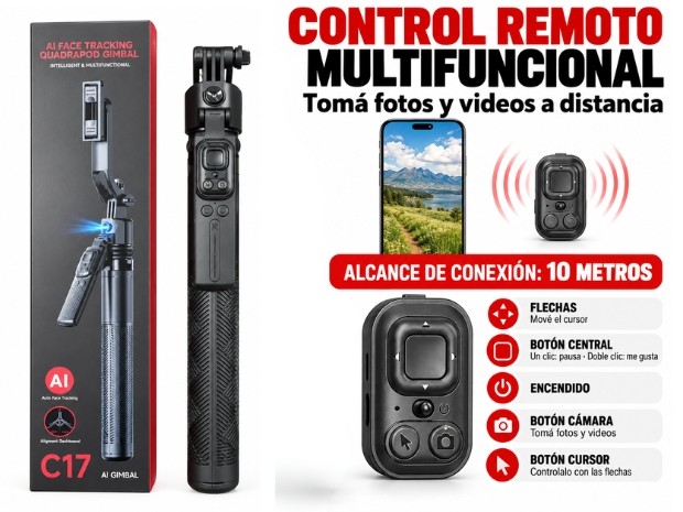 &ua TRIPODE CELULAR Y GOPRO + BT + SEGUIMIENTO HX-ZJ6111
